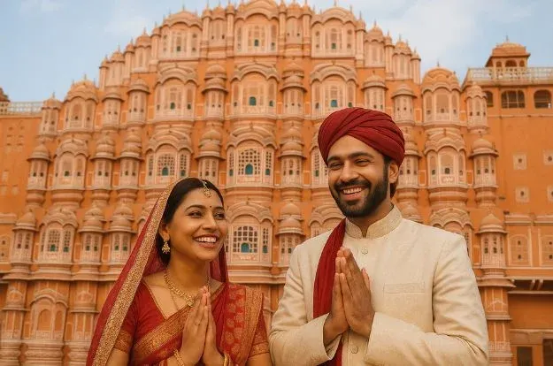 Honeymoon Couple At Hawa Mahal Jaipur, Rajasthan